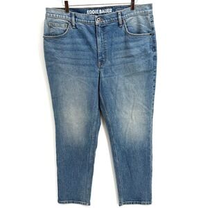 Eddie Bauer Authentic Voyager High Rise Straight Jeans Size 18 Blue Denim